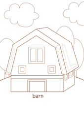 Alphabet B For Barn Coloring Pages A4 For Kids and Adult