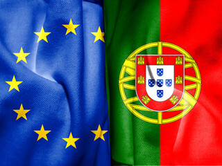 EU member states. EU flag with portugal flag