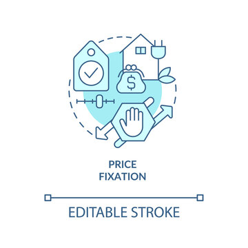 Price fixation turquoise concept icon. Carbon free economy. Advantage of h2 abstract idea thin line illustration. Isolated outline drawing. Editable stroke. Roboto-Medium, Myriad Pro-Bold fonts used
