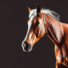 Elegant bay horse studio portrait