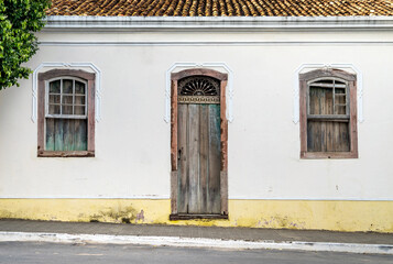 Facade of the old and historic house of Caetite Baron, Bahia, Brazil.