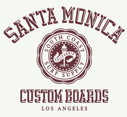 Obraz premium santa monica and los angeles Slogan graphic for t-shirt , varsity slogan 