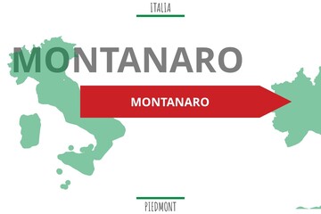 Montanaro: Illustration mit dem Namen der italienischen Stadt Montanaro - obrazy, fototapety, plakaty