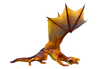 3D Rendering Fairy Tale Dragon on White