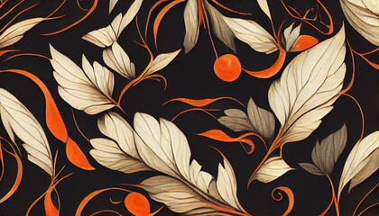 very elaborate dense foliage art nouveau pattern