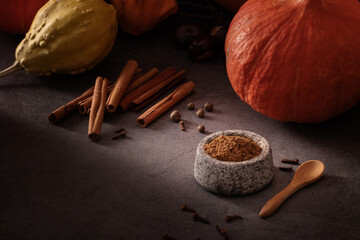 Preparing homemade pumpkin spice from scratch