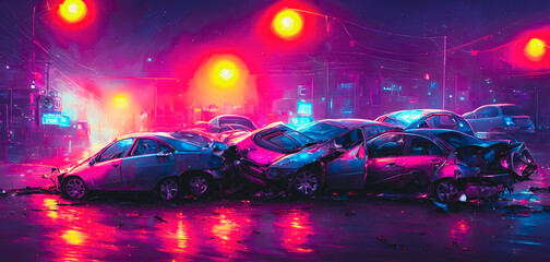 Obraz na płótnie Canvas Artistic concept painting of a car crash , background illustration.