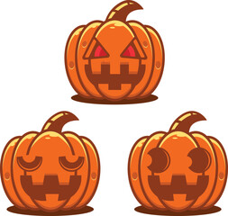 halloween pumpkin icon set. Jack-o'-lantern icon set.