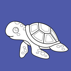 Turtle Underwater Animals Digital Stamp