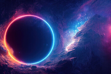 Obraz na płótnie Canvas Galactic Deep Space Halo. Stunning Landscape of Universe. Cosmos Nebula Concept Art. Glow Stardust and Blackhole. 3D Illustration. 