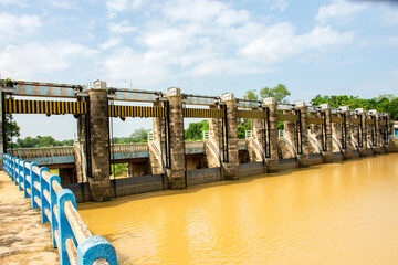 The Tarafeni dam on the Tarafeni River to prevent flood at Belpahari, Jhargram, West Bengal, India.