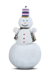 Big snowman on a white isolated background