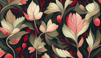 very elaborate dense foliage art nouveau pattern