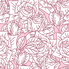 Fototapeta na wymiar Seamless pattern with rose flowers. Beautiful decorative plants.