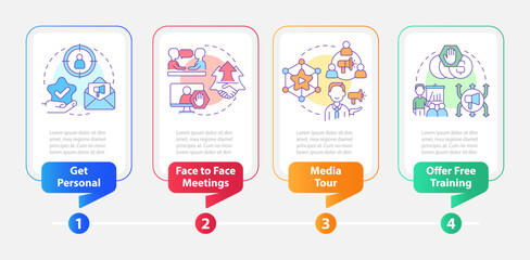 High turnaround ideas rectangle infographic template. Engagement. Data visualization with 4 steps. Editable timeline info chart. Workflow layout with line icons. Myriad Pro-Bold, Regular fonts used