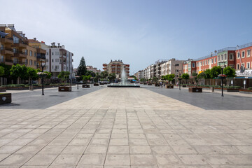 Fototapeta na wymiar Demre, Antalya, Turkey - June 03, 2019: The central square of the city of Demre near the Church of Saint Nicholas