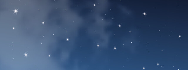 Obraz premium Night sky with clouds and many stars