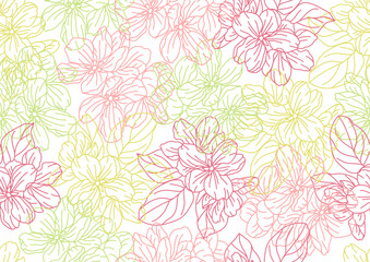 Seamless pattern with apple tree flowers. Beautiful decorative plants.
