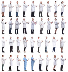Obraz premium group of doctors with clipboard isolated on white