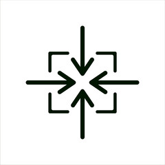 arrows with zoom decrease vector, illustration