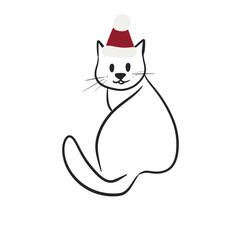 cute Christmas cat with hat