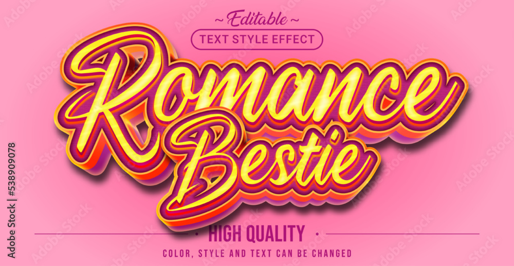 Poster editable text style effect - romance bestie text style theme.