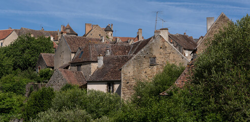 Fototapeta na wymiar Saint-Benoit-du-Sault View of Houses, France