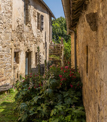 Fototapeta na wymiar Segur-le-Chateau Alley Old Houses