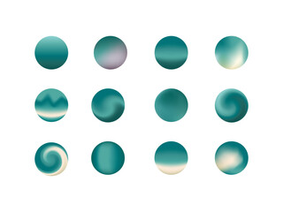 Abstract green circles collection. Highlights template for social media. Blur summer field. Vector stock illustration