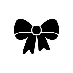 Simple bow glyph icon. Birthday party decoration. Happy new year and Christmas design. Isolated vector illustration