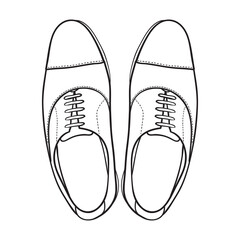 Vector hand drawing illustration with men oxford fashion shoes.Doodle illustration