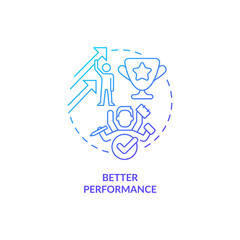 Better performance blue gradient concept icon. Improving self esteem. Benefit of confidence abstract idea thin line illustration. Isolated outline drawing. Myriad Pro-Bold font used