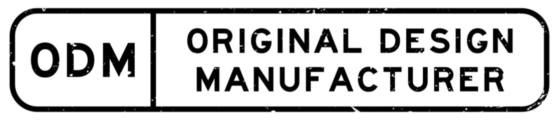 Grunge black ODM Original design manufacturer word square rubber seal stamp on white background