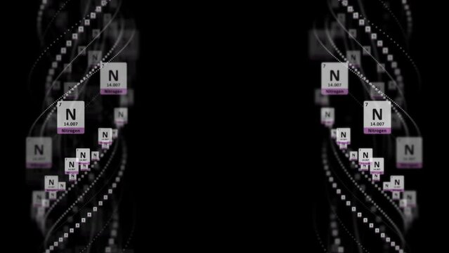 NITROGEN Molecule Symbol, Chemistry Periodic Table, Animation, Background, Rendering, Loop
