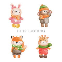 Obraz premium Autumn woodland animal, vector illustration