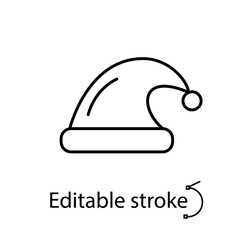 Santa Claus hat outline icon. Merry Christmas design. Happy new year decoration. Isolated vector stock illustration