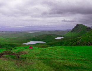 landscape with mountains and clouds - Quiraing, Isle of Skye, Scotland