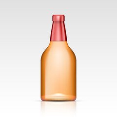 Realistic empty glass cognac or brandy bottle. Mock up template blank for alcohol product packing