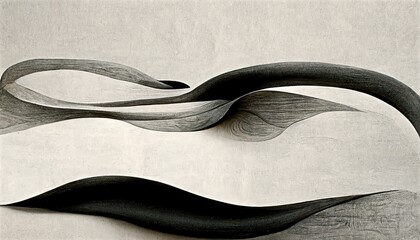 Simple black undulating curves, dramatic abstract, elegant and delicate retro style background design, design elements.