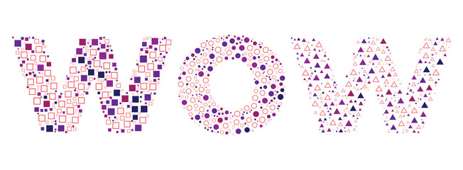 colorful shapes forming the word wow