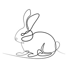 Stylized rabbit, silhouette drawn with one line. Symbol of the coming year 2023