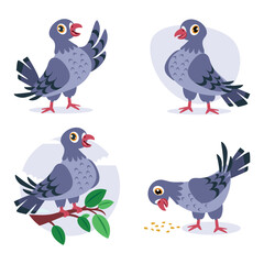 Cartoon Drawing Of Cute Pigeons