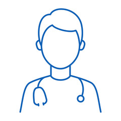 Line icon of a man doctor with a stethoscope.