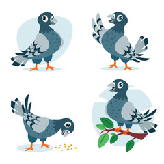 Cartoon Drawing Of Cute Pigeons