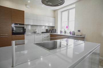Modern electric stove surface in the kitchen close up