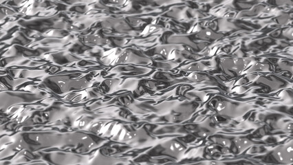Molten chrome metal liquid surface background, 3d rendering