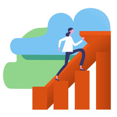 flat design illustration of business man and graph