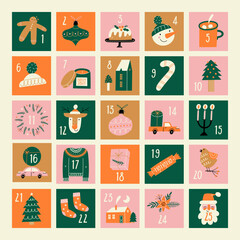 Christmas advent calendar illustration set.  - 538915422