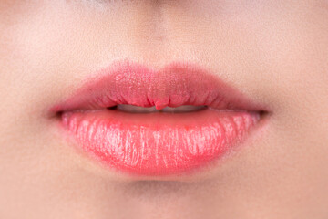 A woman's lips with red lipstick