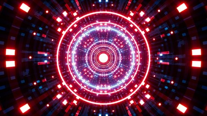Flashing Dotted Pattern Red and Blue Light Tunnel Background